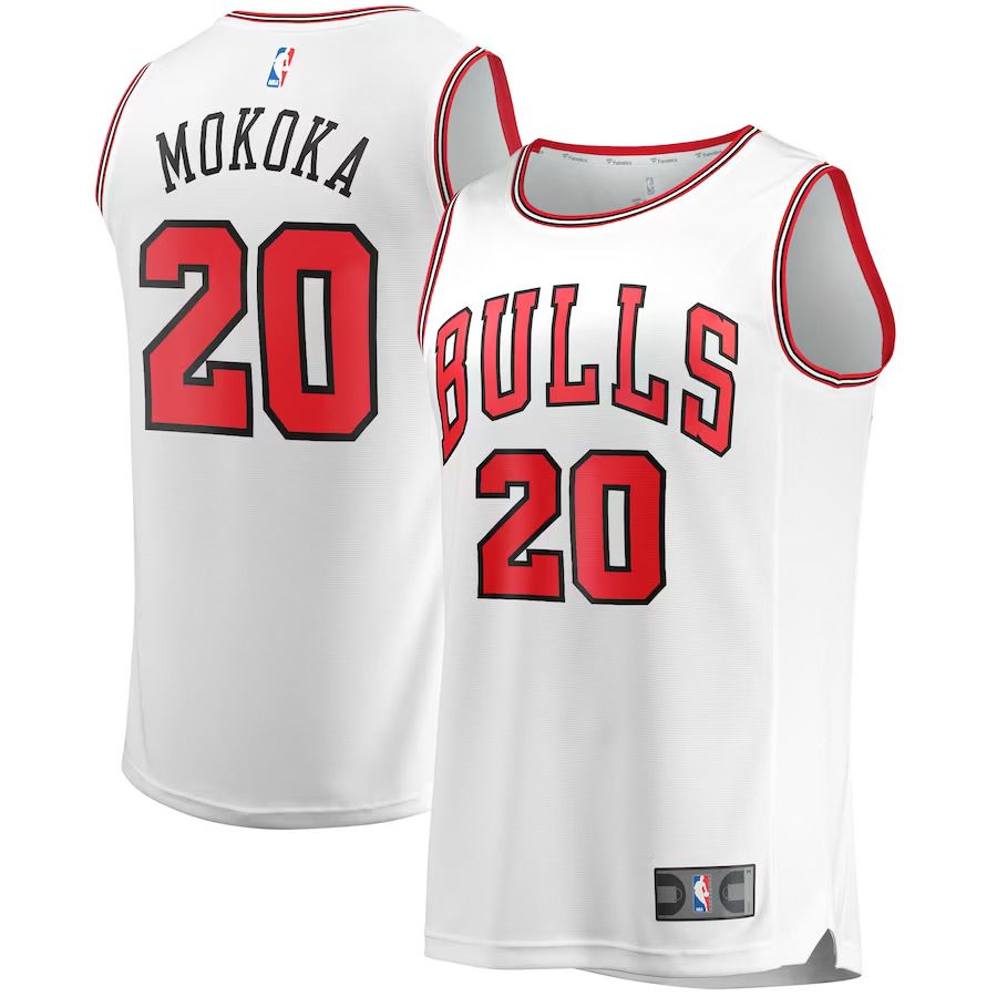 Men Chicago Bulls 20 Adam Mokoka Fanatics Branded White Fast Break Player NBA Jersey